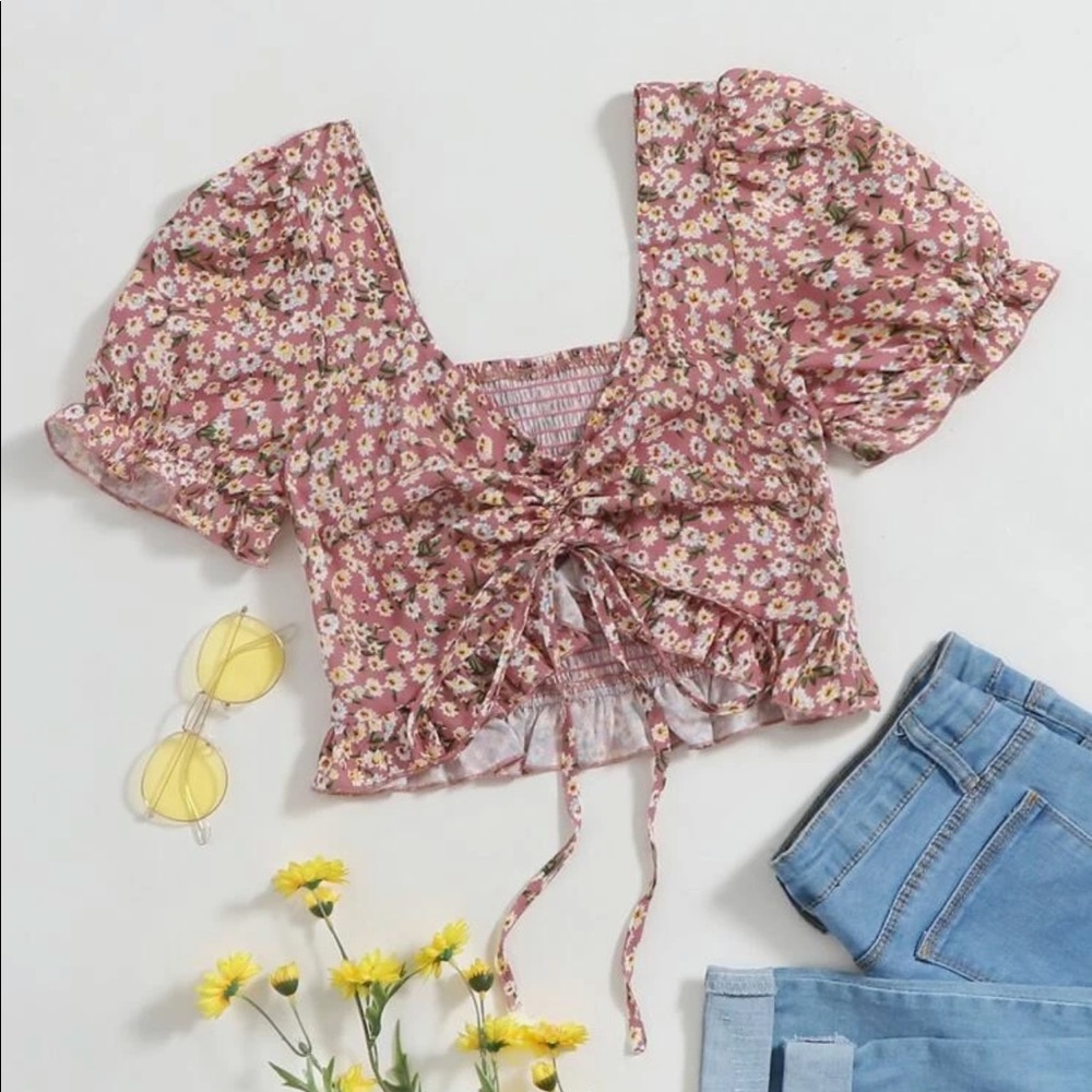 SHEIN Floral Crop Top - XL